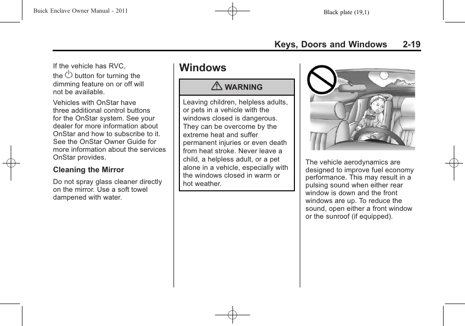 Windows, Windows -19 | Buick 2011 Enclave User Manual | Page 49 / 458