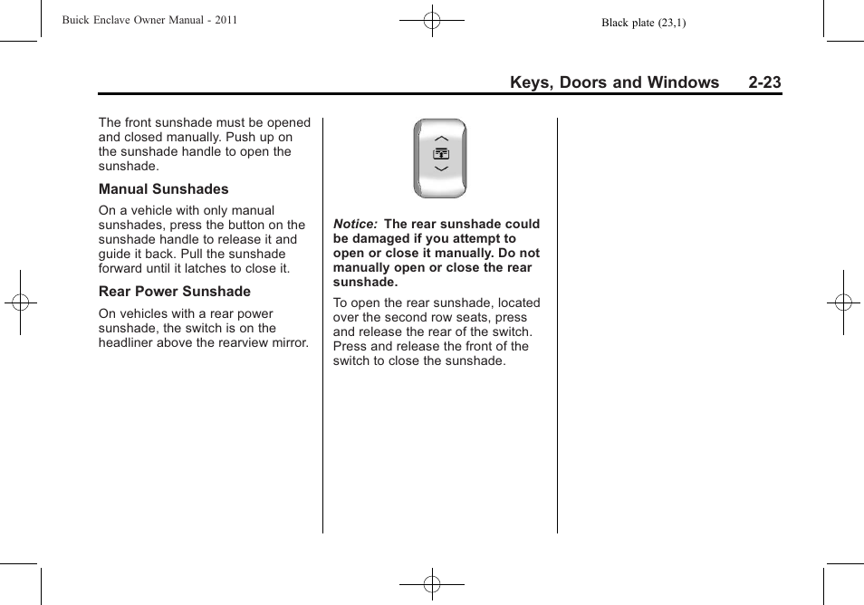 Keys, doors and windows 2-23 | Buick 2011 Enclave User Manual | Page 53 / 458