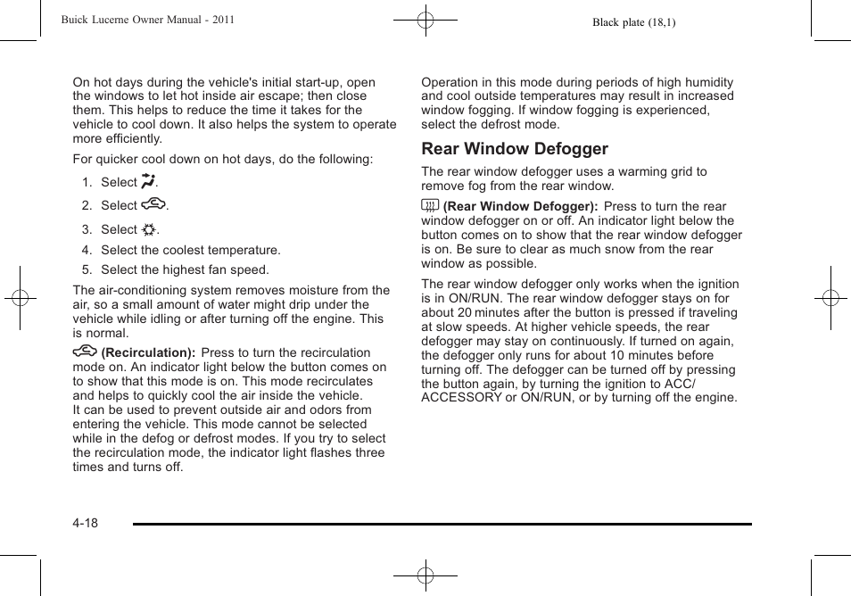 Rear window defogger | Buick 2011 Lucerne User Manual | Page 174 / 446