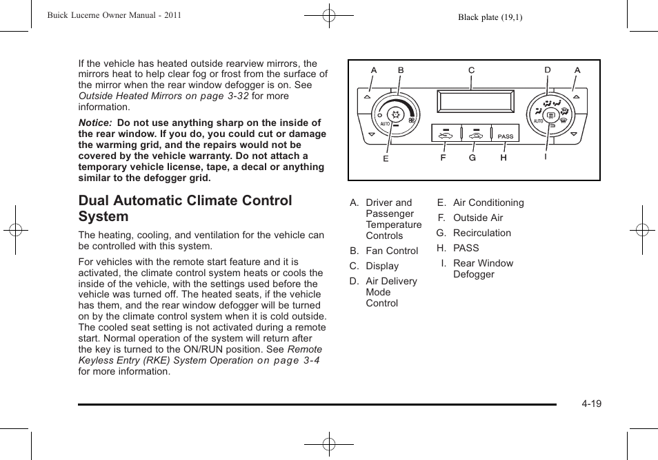 Dual automatic climate control system, Dual automatic climate control system -19 | Buick 2011 Lucerne User Manual | Page 175 / 446