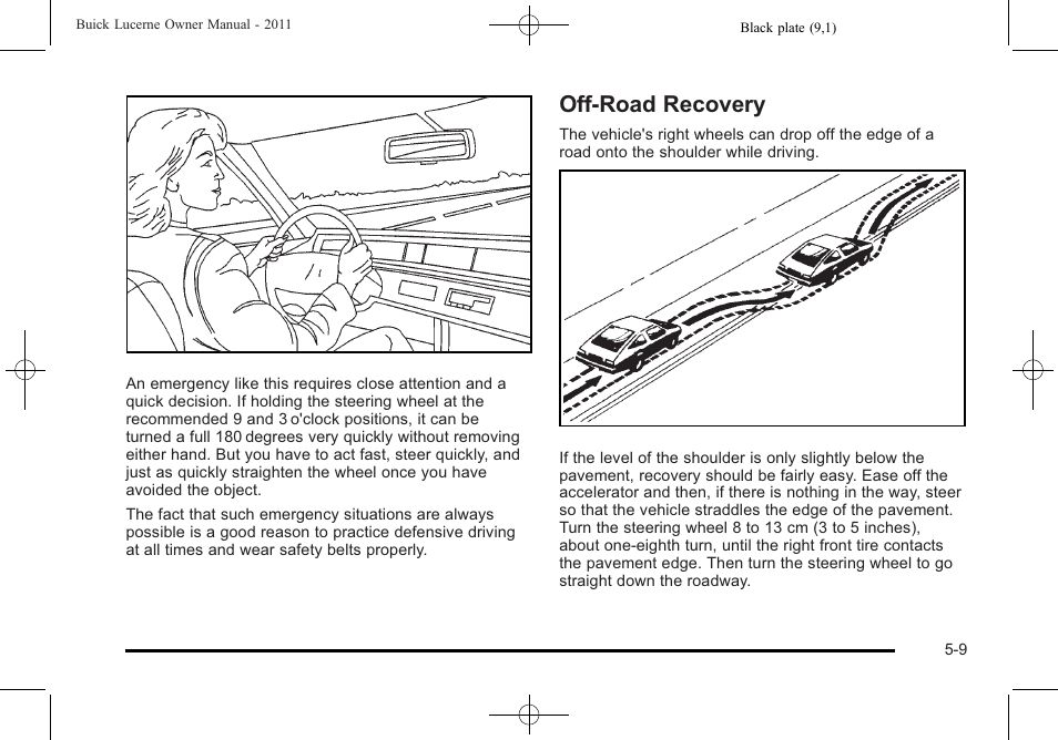 Off-road recovery, Off-road recovery -9 | Buick 2011 Lucerne User Manual | Page 259 / 446