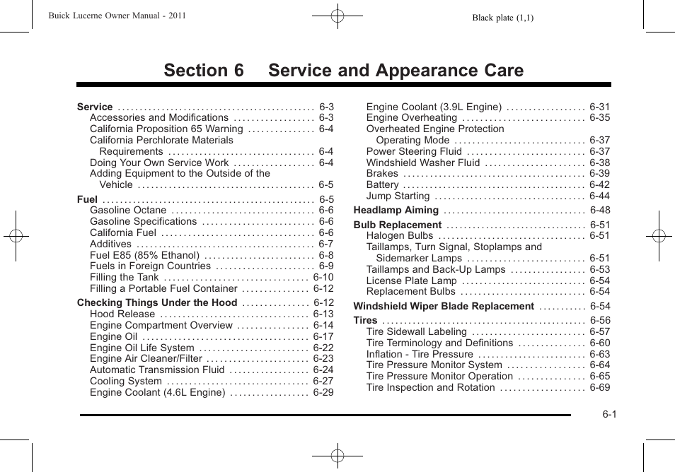 Service and appearance care, Service and appearance care -1 | Buick 2011 Lucerne User Manual | Page 283 / 446