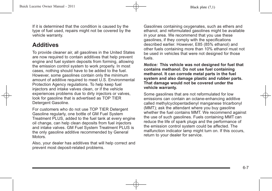 Additives, Additives -7 | Buick 2011 Lucerne User Manual | Page 289 / 446
