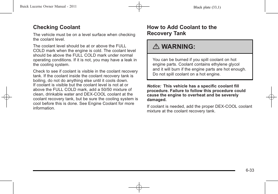 Warning | Buick 2011 Lucerne User Manual | Page 315 / 446