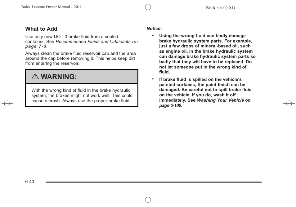 Warning | Buick 2011 Lucerne User Manual | Page 322 / 446