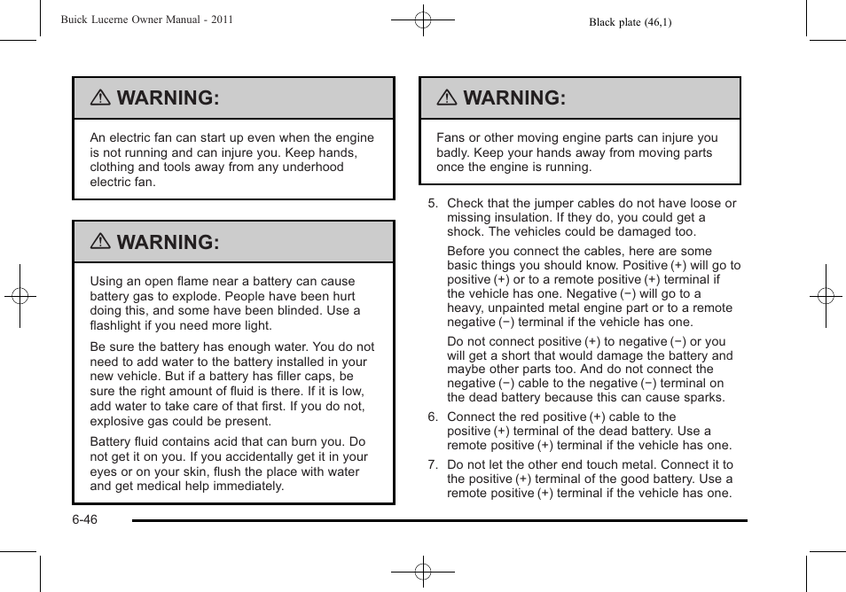 Warning | Buick 2011 Lucerne User Manual | Page 328 / 446