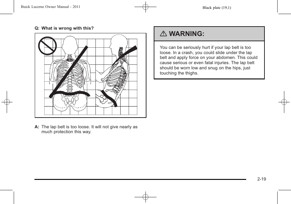 Warning | Buick 2011 Lucerne User Manual | Page 51 / 446