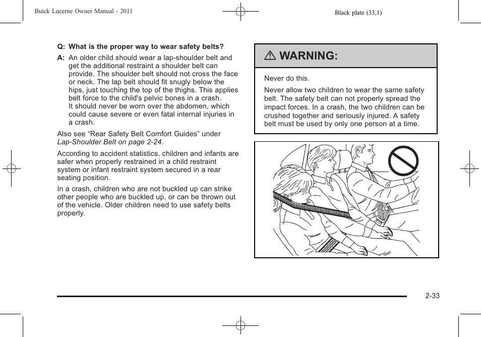 Warning | Buick 2011 Lucerne User Manual | Page 65 / 446