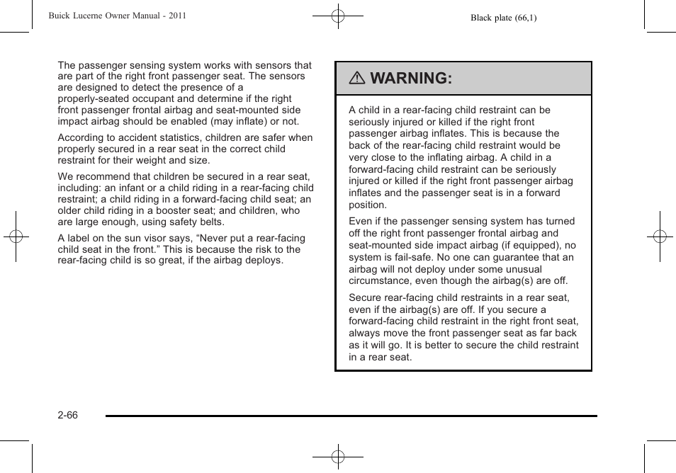 Warning | Buick 2011 Lucerne User Manual | Page 98 / 446