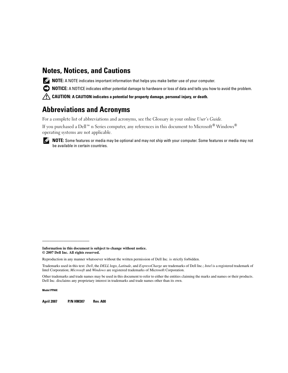 Abbreviations and acronyms | Dell Latitude D830 (Early 2007) User Manual | Page 2 / 122