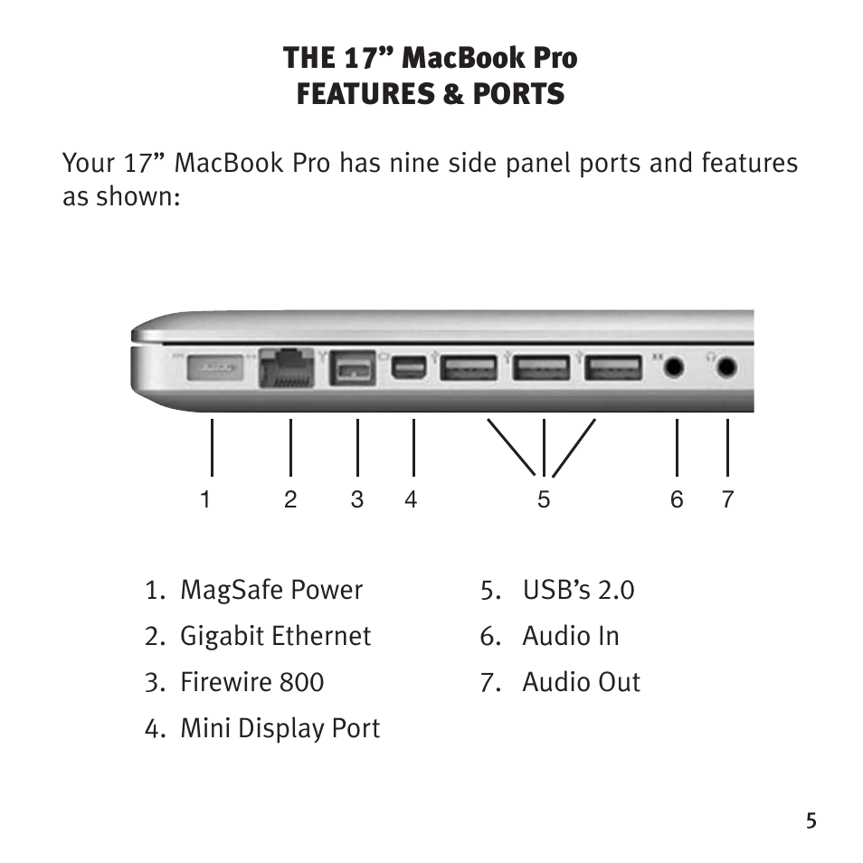 The 17” macbook pro features & ports | Bookendz BE-10369 User Manual | Page 5 / 12