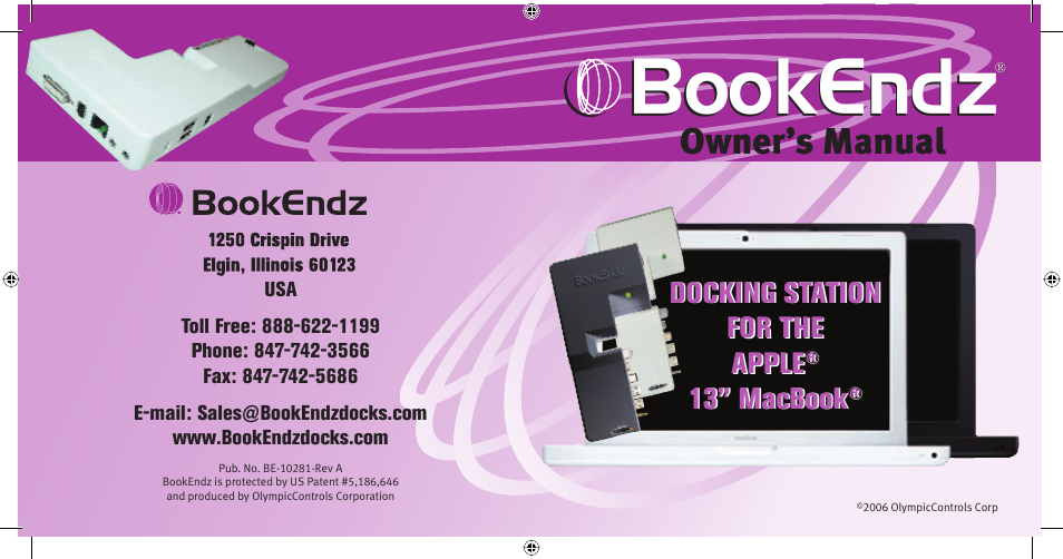 Bookendz, Owner’s manual, Docking station for the apple | 13” macbook | Bookendz BE-MB13W User Manual | Page 12 / 12