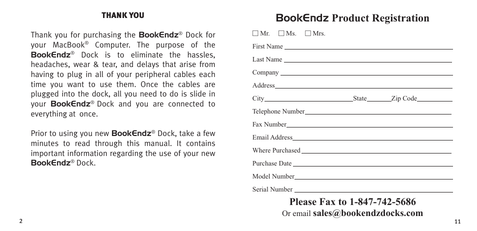 Bookendz product registration | Bookendz BE-MB13WT User Manual | Page 2 / 12