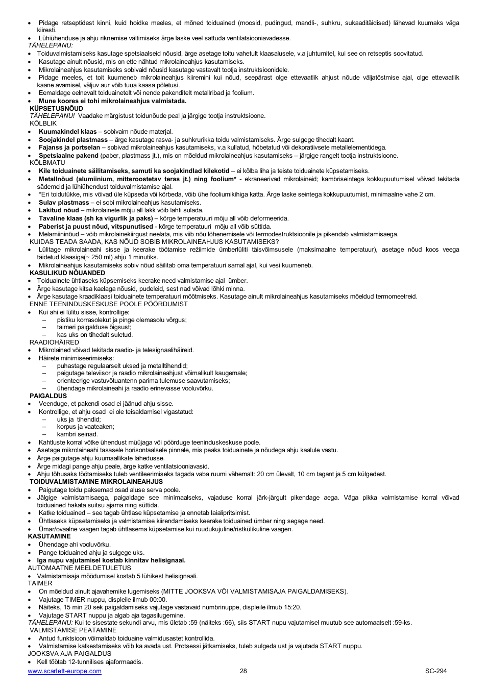 Scarlett SC-294 User Manual | Page 28 / 45