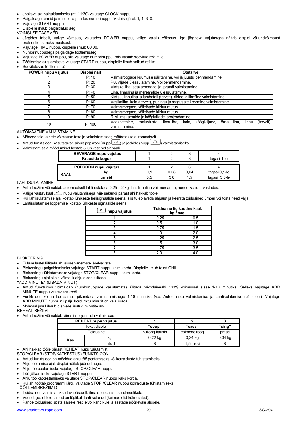 Scarlett SC-294 User Manual | Page 29 / 45