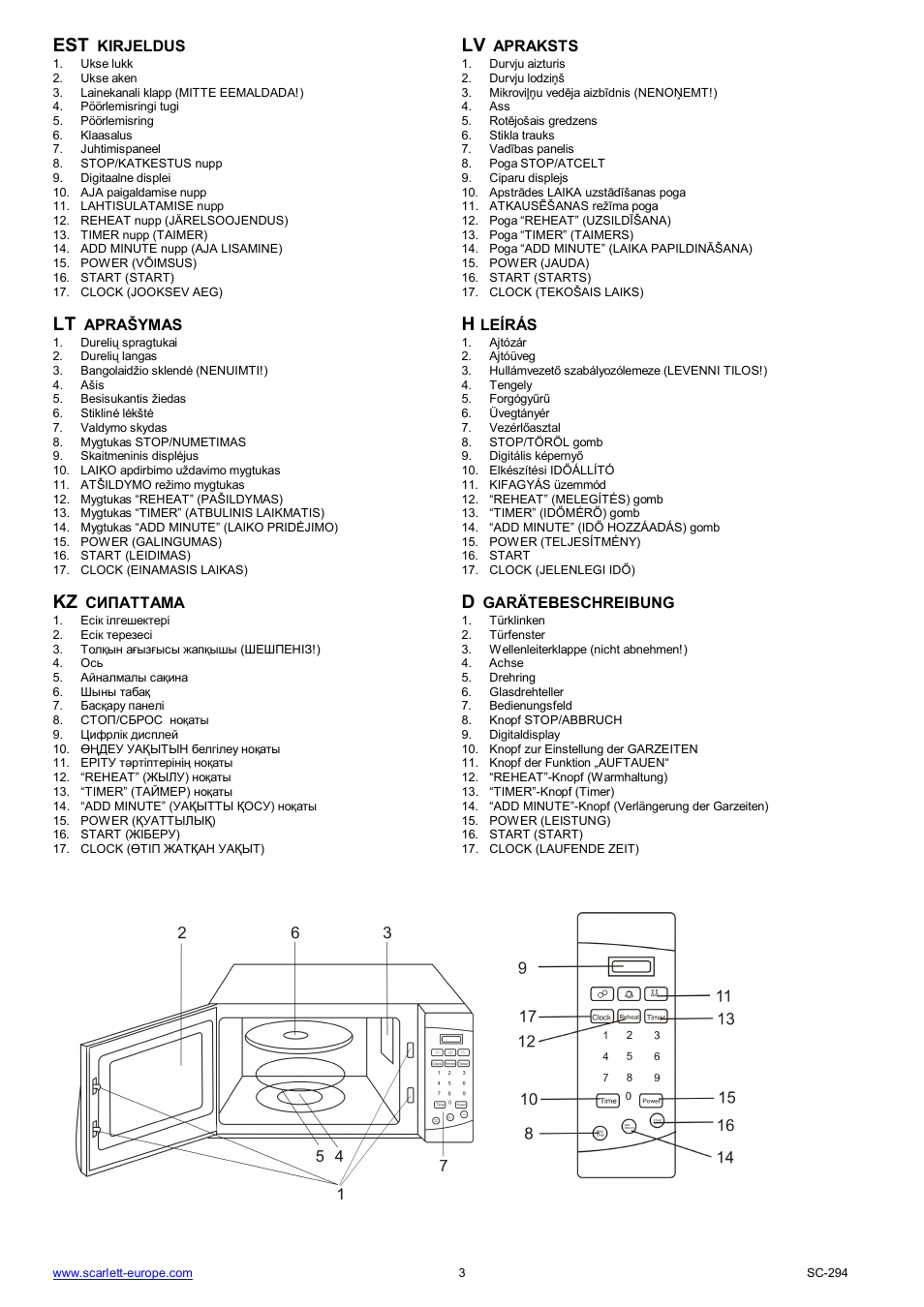 Kz d | Scarlett SC-294 User Manual | Page 3 / 45