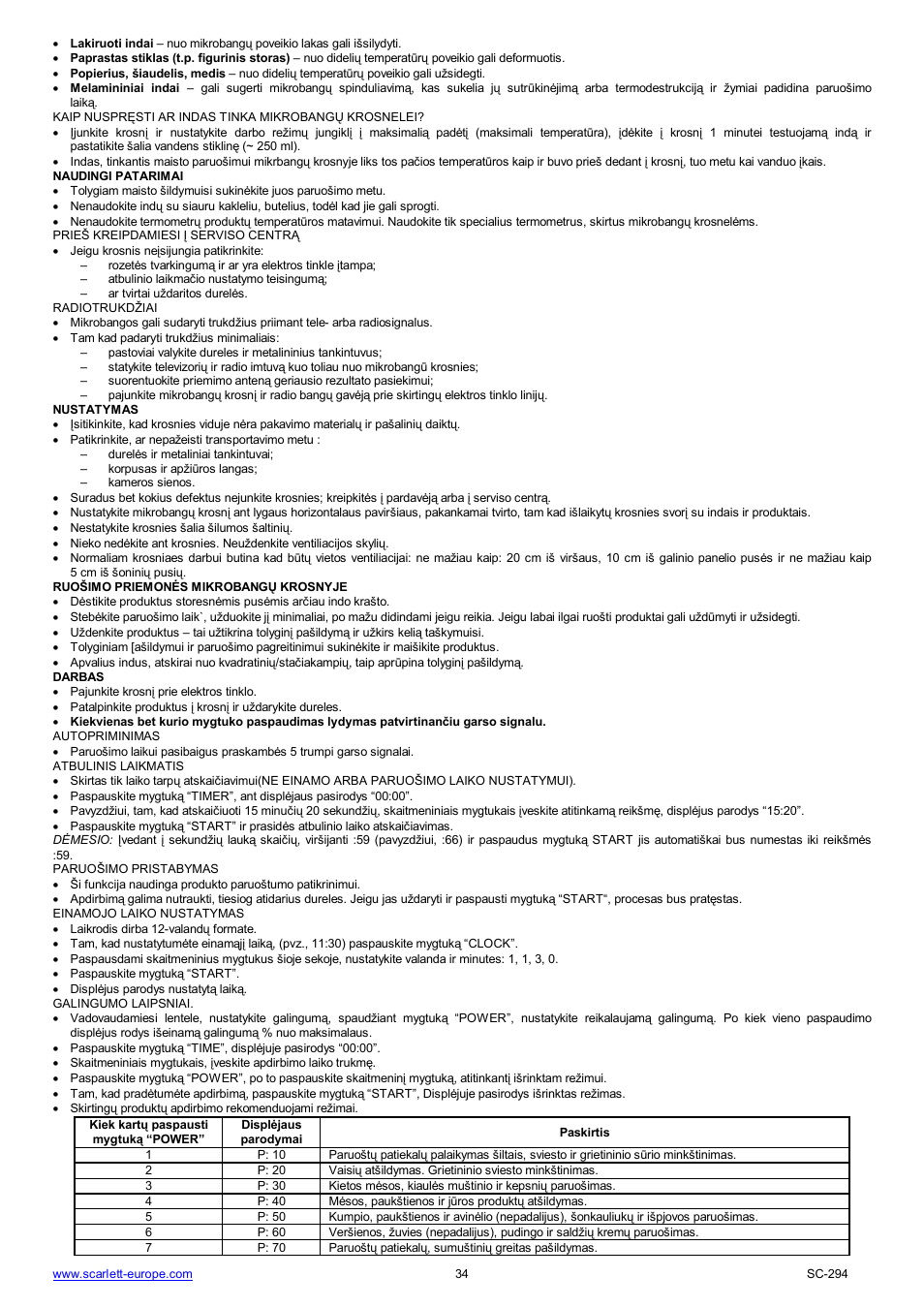 Scarlett SC-294 User Manual | Page 34 / 45