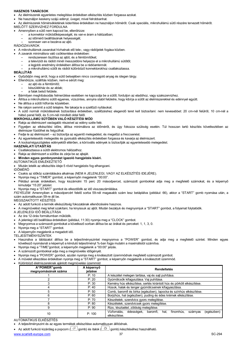 Scarlett SC-294 User Manual | Page 37 / 45