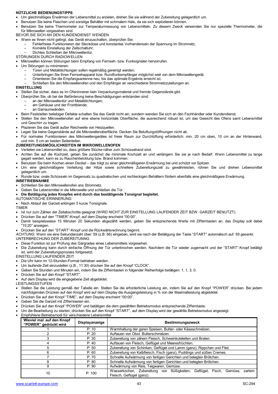 Scarlett SC-294 User Manual | Page 43 / 45