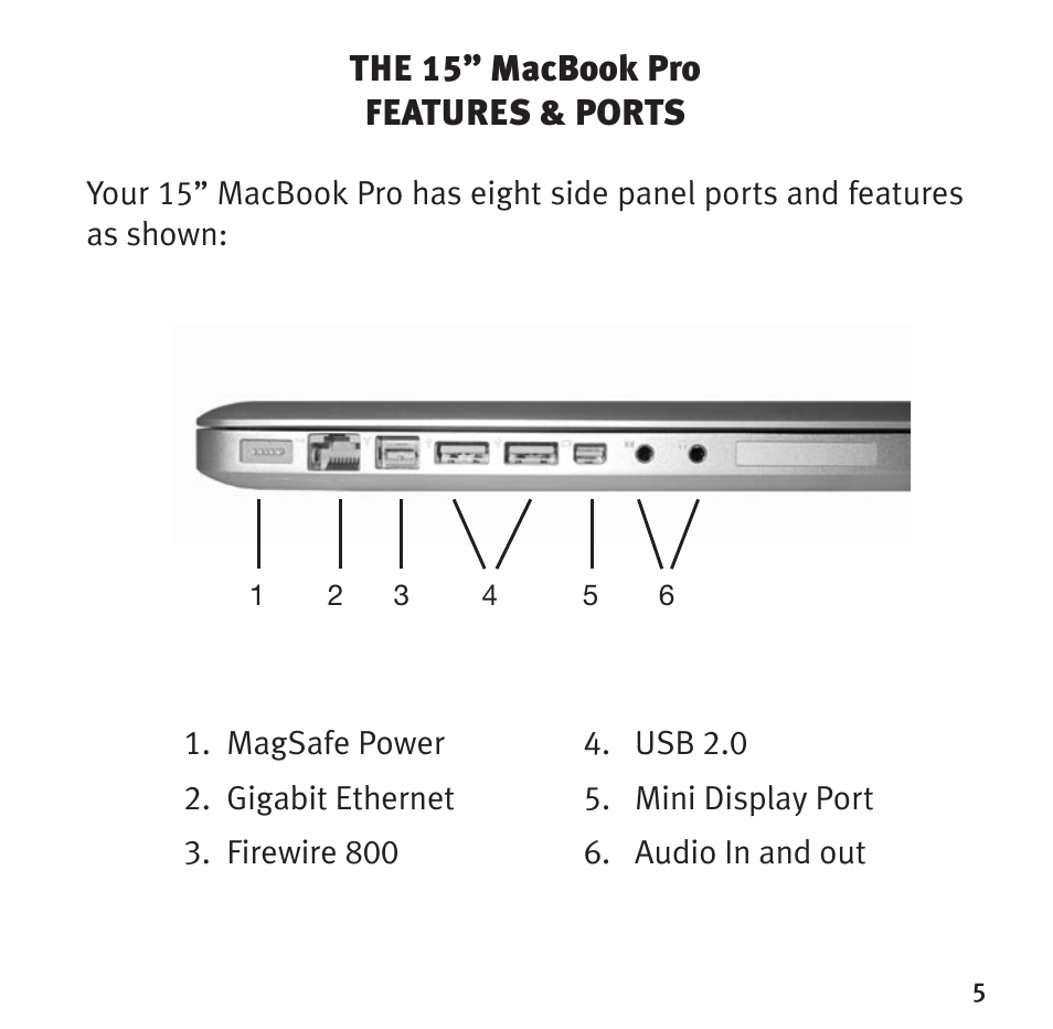 The 15” macbook pro features & ports | Bookendz BE-10333 User Manual | Page 5 / 12