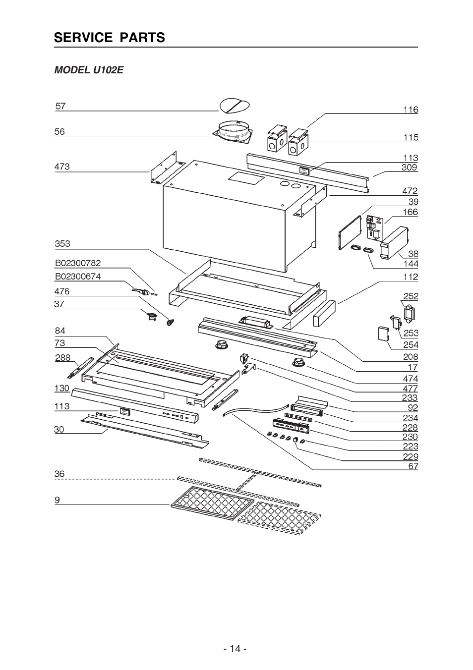 Service parts | Best U102E User Manual | Page 14 / 44