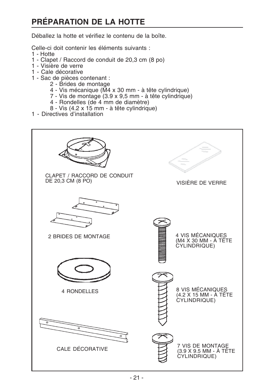 Préparation de la hotte | Best U102E User Manual | Page 21 / 44