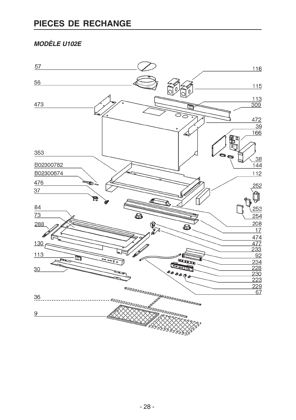 Pieces de rechange | Best U102E User Manual | Page 28 / 44