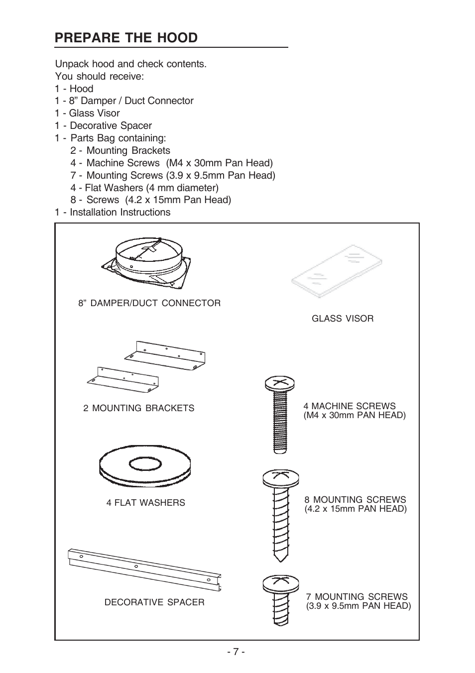 Prepare the hood | Best U102E User Manual | Page 7 / 44