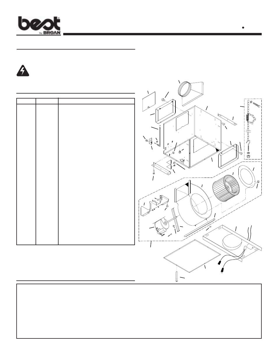 Service parts, Warranty, Use and care | Ilb9 !!!!! ilb11, Page 4 models | Best IN-LINE ILB9 User Manual | Page 4 / 4