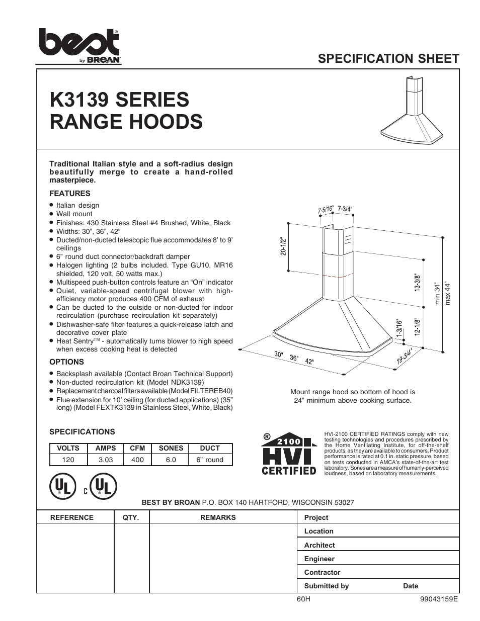 Best K3139 Series User Manual | 2 pages