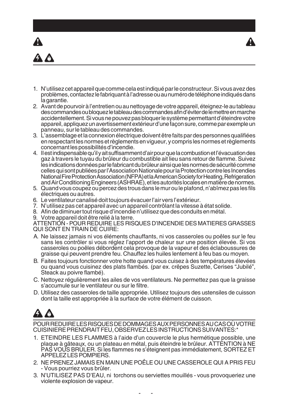 Lisez et conservez ces instructions, Avertissements, Seulement pour utilisation domestique | Best KER222 User Manual | Page 12 / 36