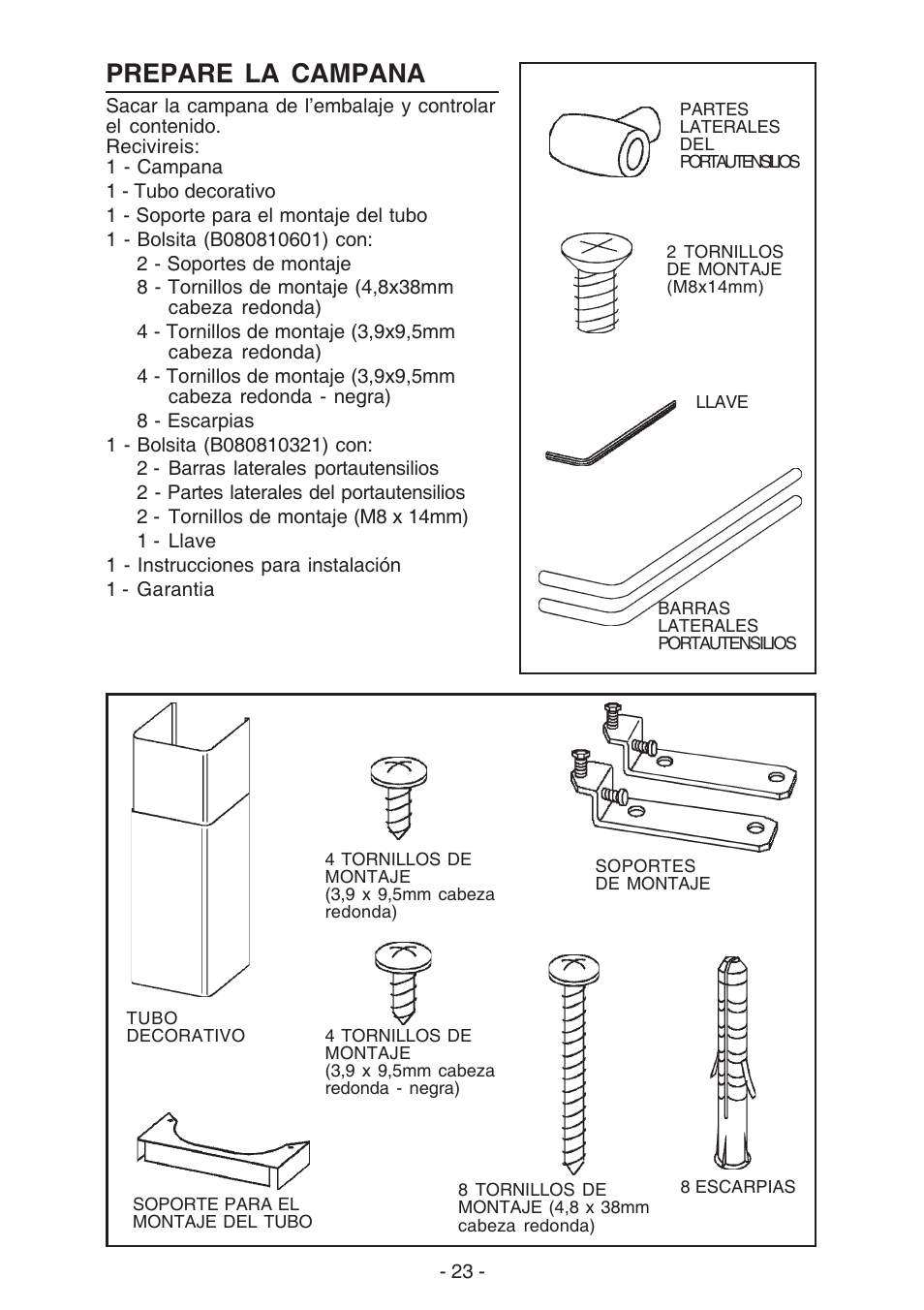 Prepare la campana | Best KER222 User Manual | Page 23 / 36