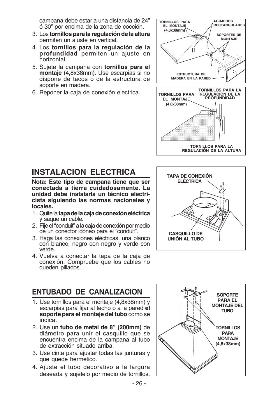 Entubado de canalizacion, Instalacion electrica | Best KER222 User Manual | Page 26 / 36