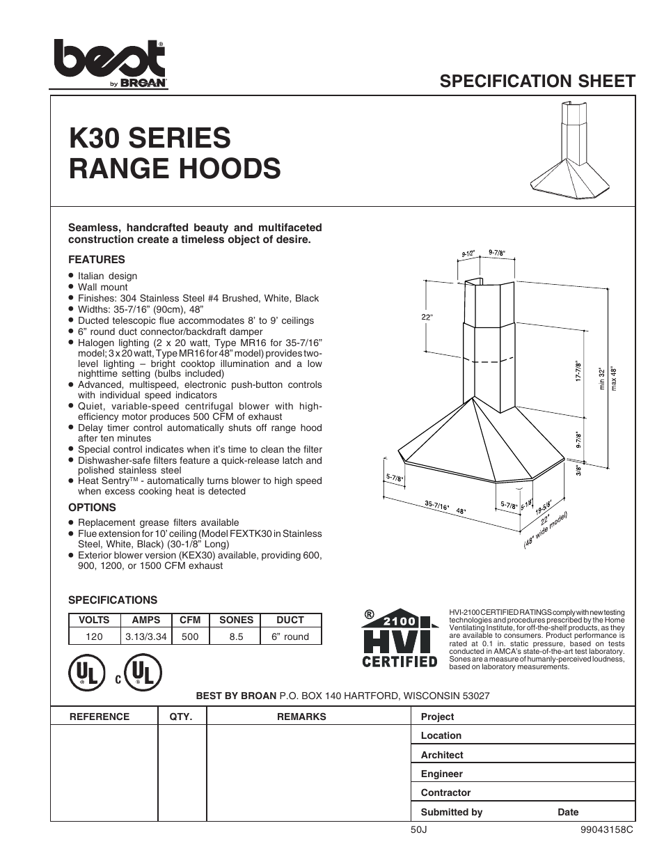 Best K30 Series User Manual | 2 pages