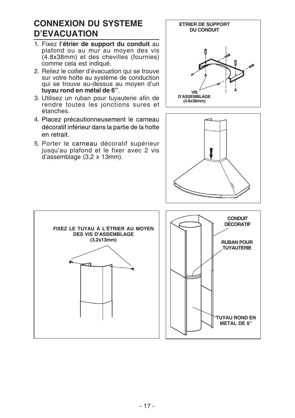 Connexion du systeme d’evacuation | Best K273 User Manual | Page 17 / 36