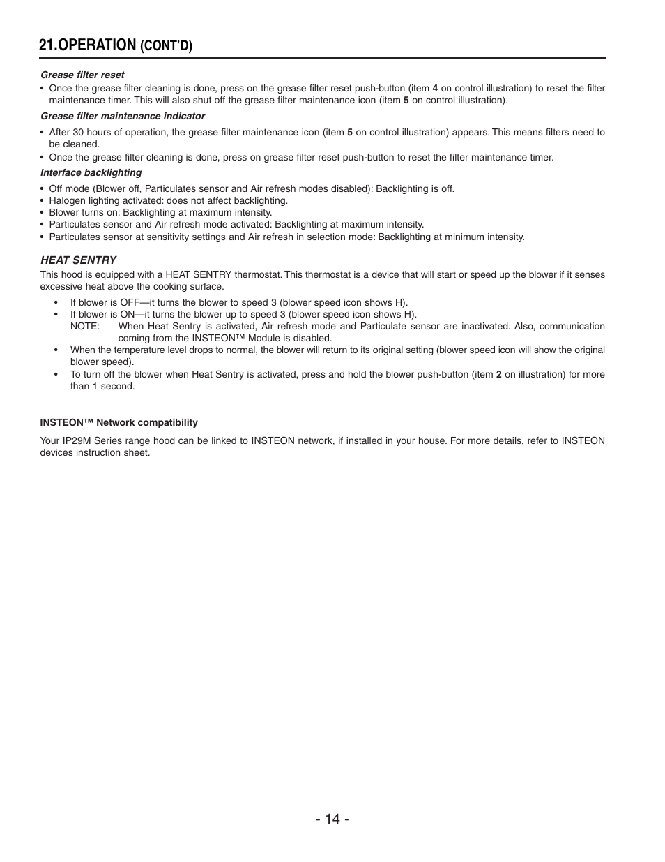 Operation, Cont’d) | Best IP29M Series User Manual | Page 14 / 16