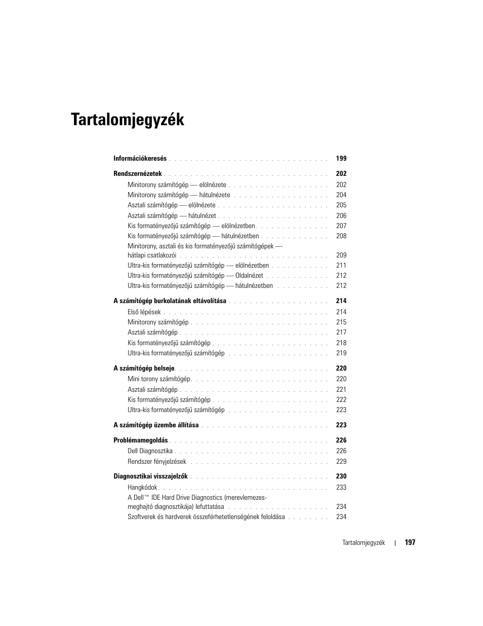 Tartalomjegyzék | Dell OptiPlex GX620 User Manual | Page 197 / 338