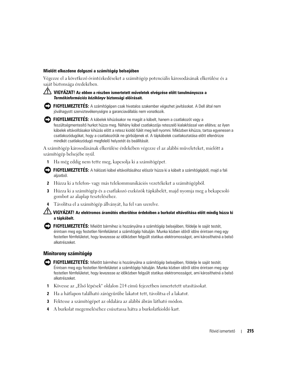 Minitorony számítógép | Dell OptiPlex GX620 User Manual | Page 215 / 338
