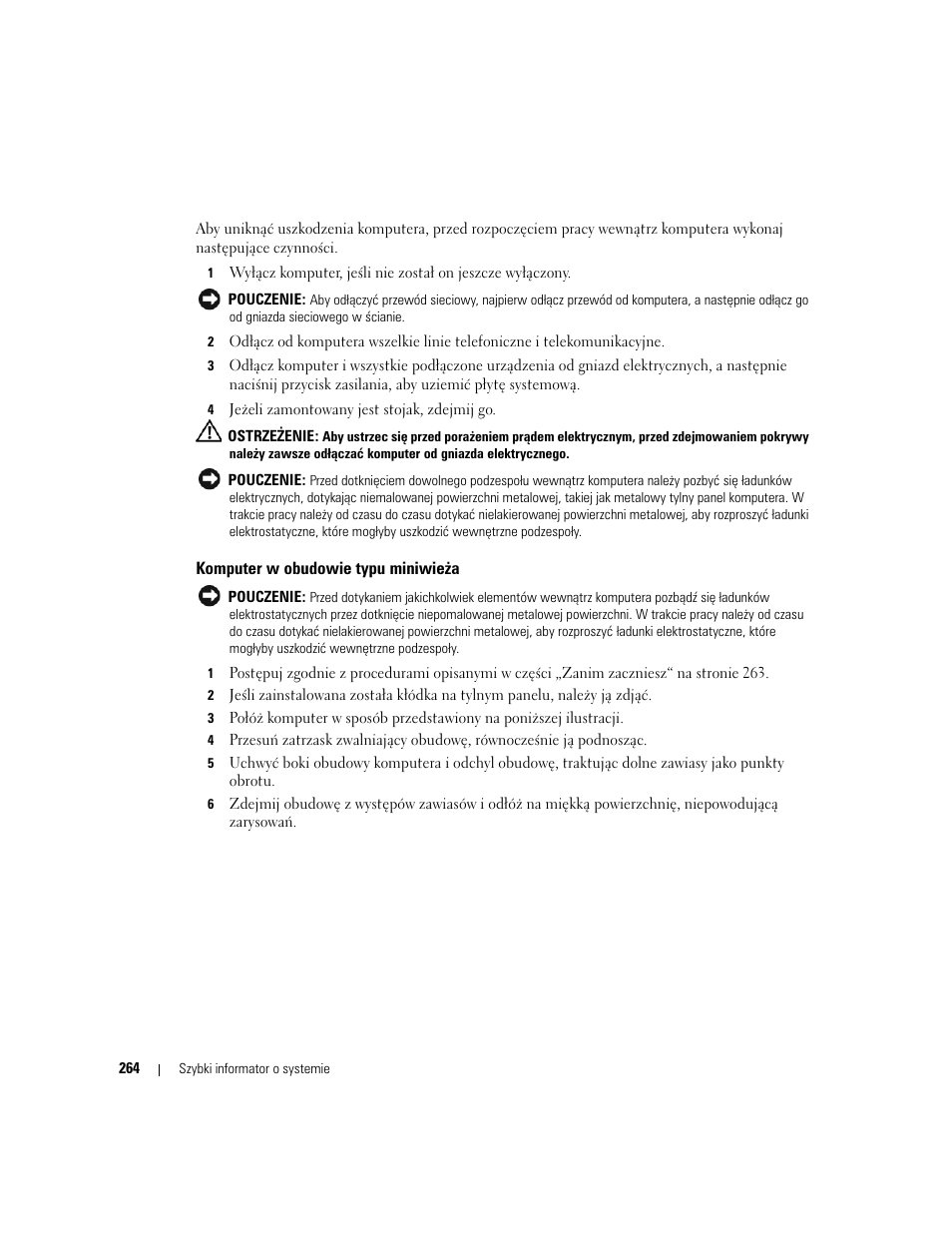 Komputer w obudowie typu miniwieża | Dell OptiPlex GX620 User Manual | Page 264 / 338