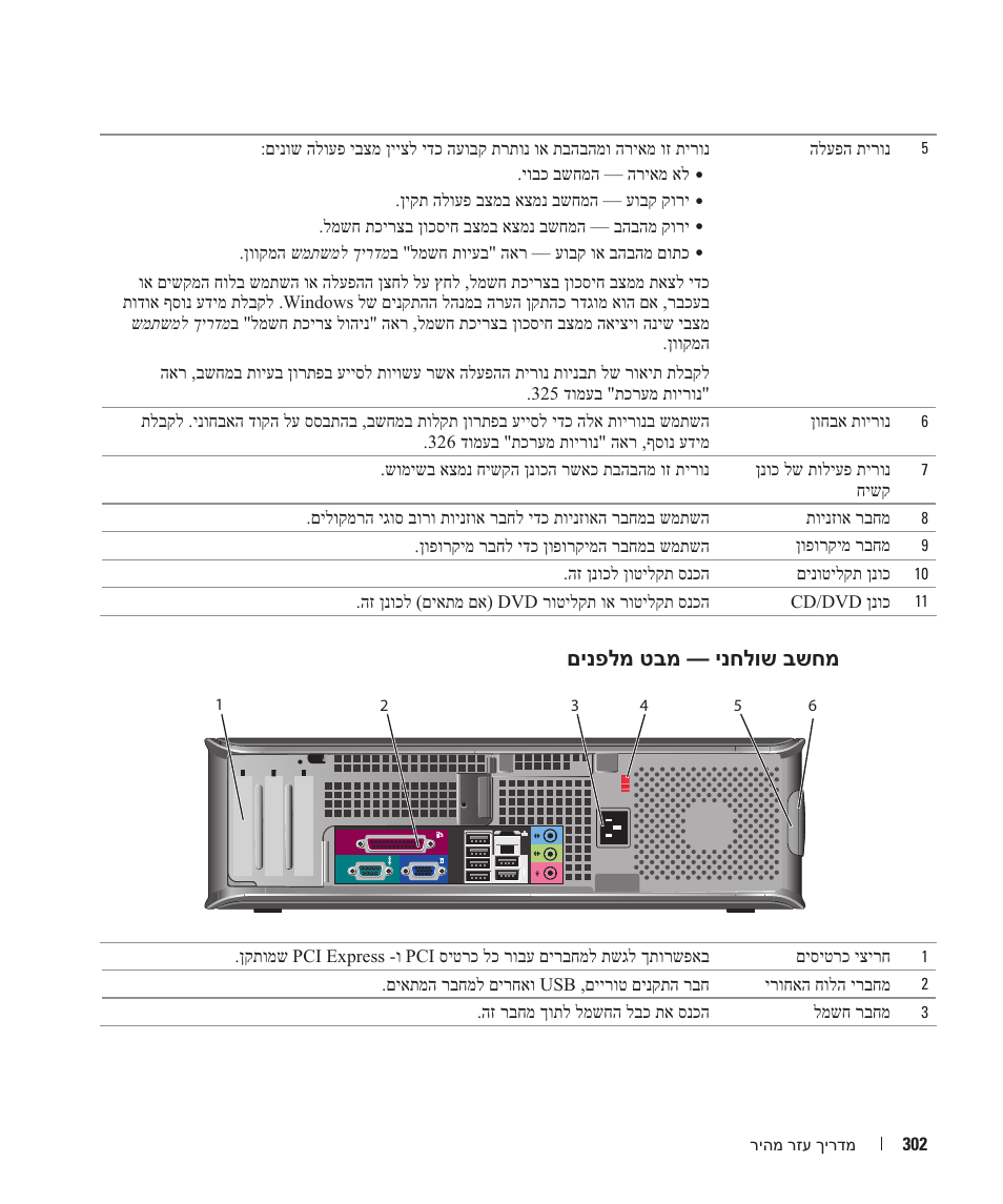 םינפלמ טבמ — ינחלוש בשחמ | Dell OptiPlex GX620 User Manual | Page 327 / 338