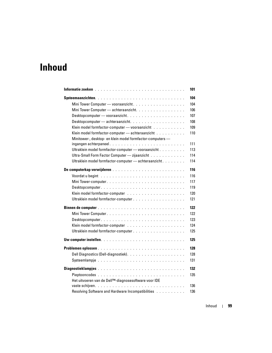 Inhoud | Dell OptiPlex GX620 User Manual | Page 99 / 338