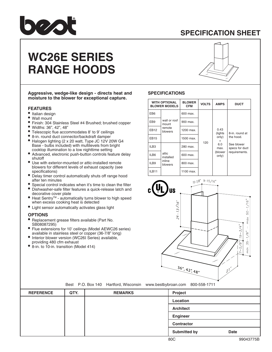 Best WC26E Series User Manual | 2 pages