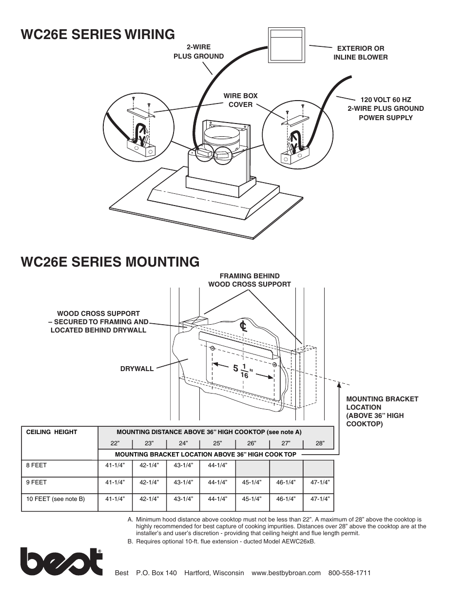 Wc26e series wiring wc26e series mounting, Lc 5 | Best WC26E Series User Manual | Page 2 / 2