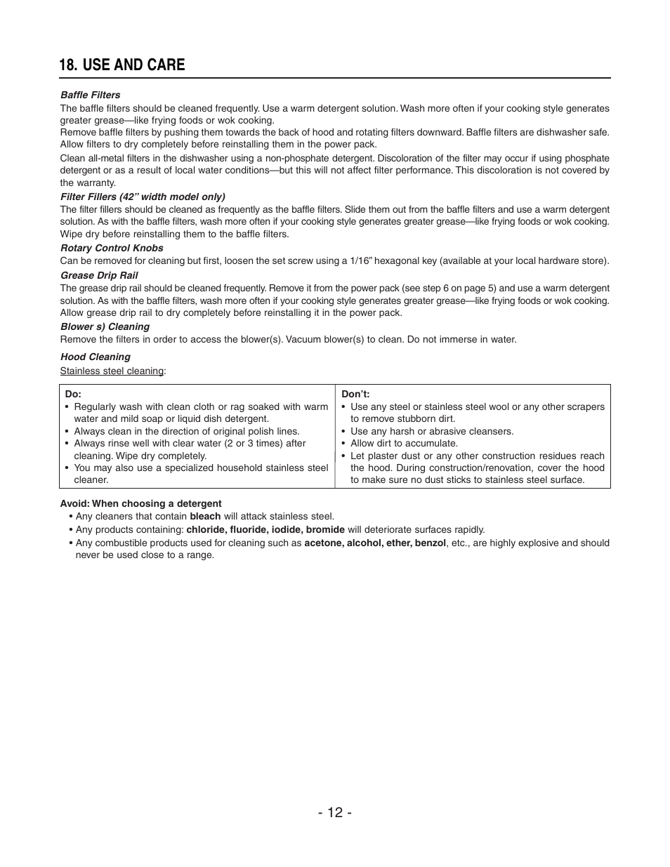 Use and care | Best CP37 User Manual | Page 12 / 16
