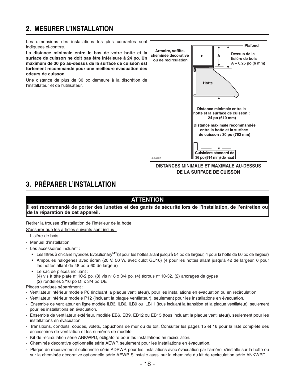 Préparer l’installation 2. mesurer l’installation, Attention | Best WP29M User Manual | Page 18 / 36