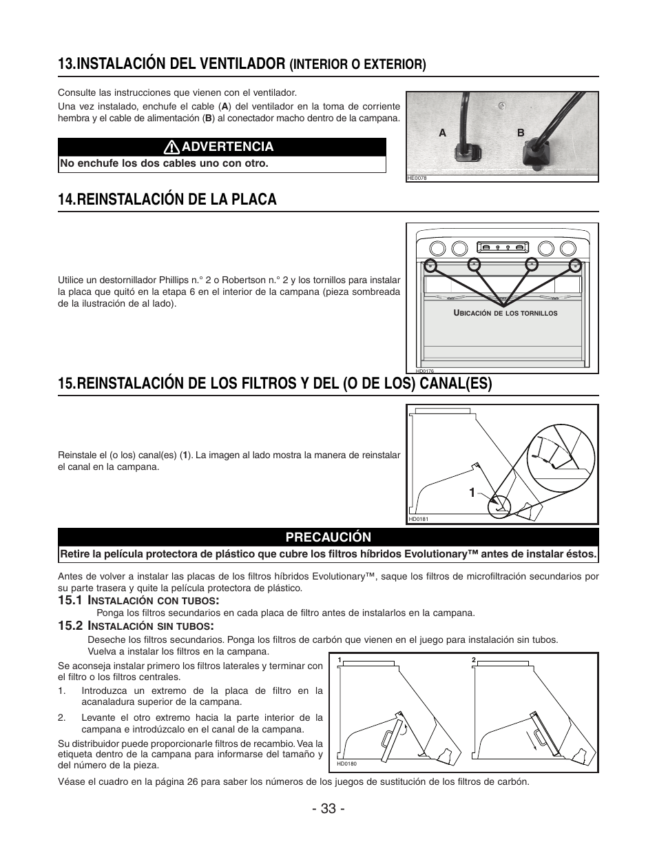 Instalación del ventilador, Reinstalación de la placa, Interior o exterior) | Best WP29M User Manual | Page 33 / 36