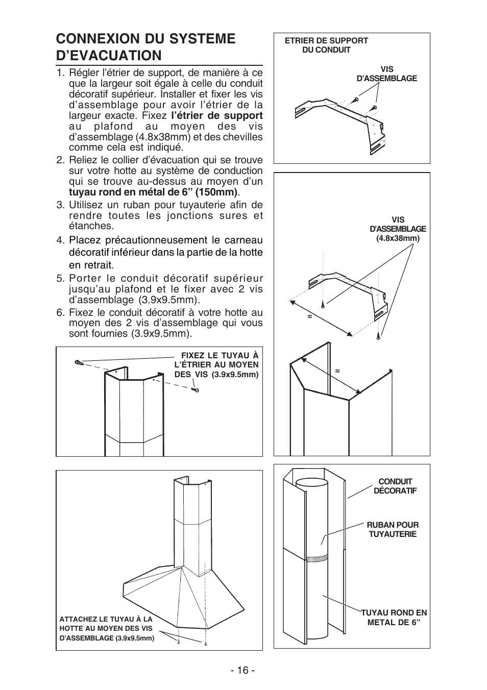 Connexion du systeme d’evacuation | Best K30 User Manual | Page 16 / 32