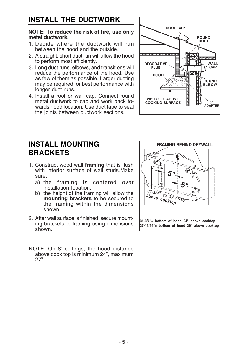 Install the ductwork, Install mounting brackets | Best K30 User Manual | Page 5 / 32