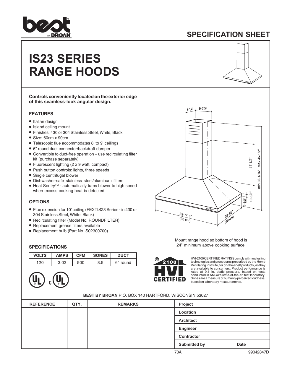 Best IS23 SERIES User Manual | 2 pages