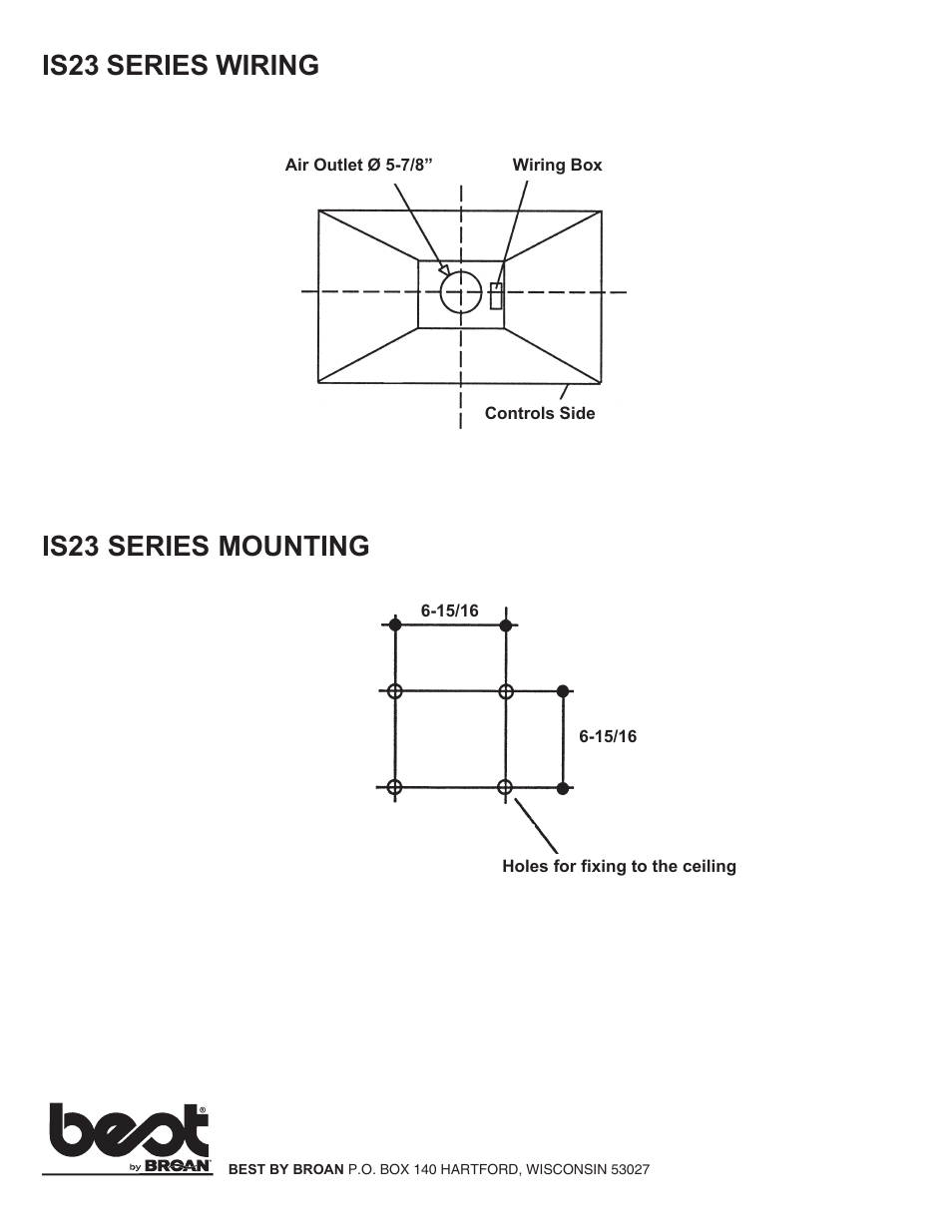 Is23 series wiring, Is23 series mounting | Best IS23 SERIES User Manual | Page 2 / 2